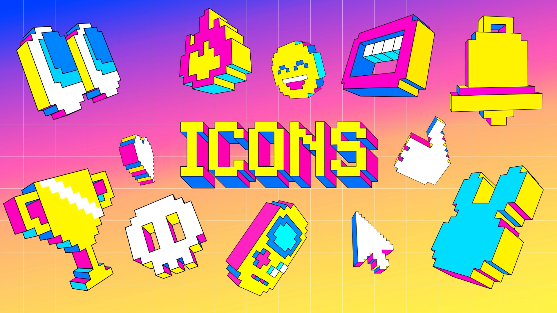 Pixel Cartoon Icons | Creator Resources, Stock Footage | Story Loop